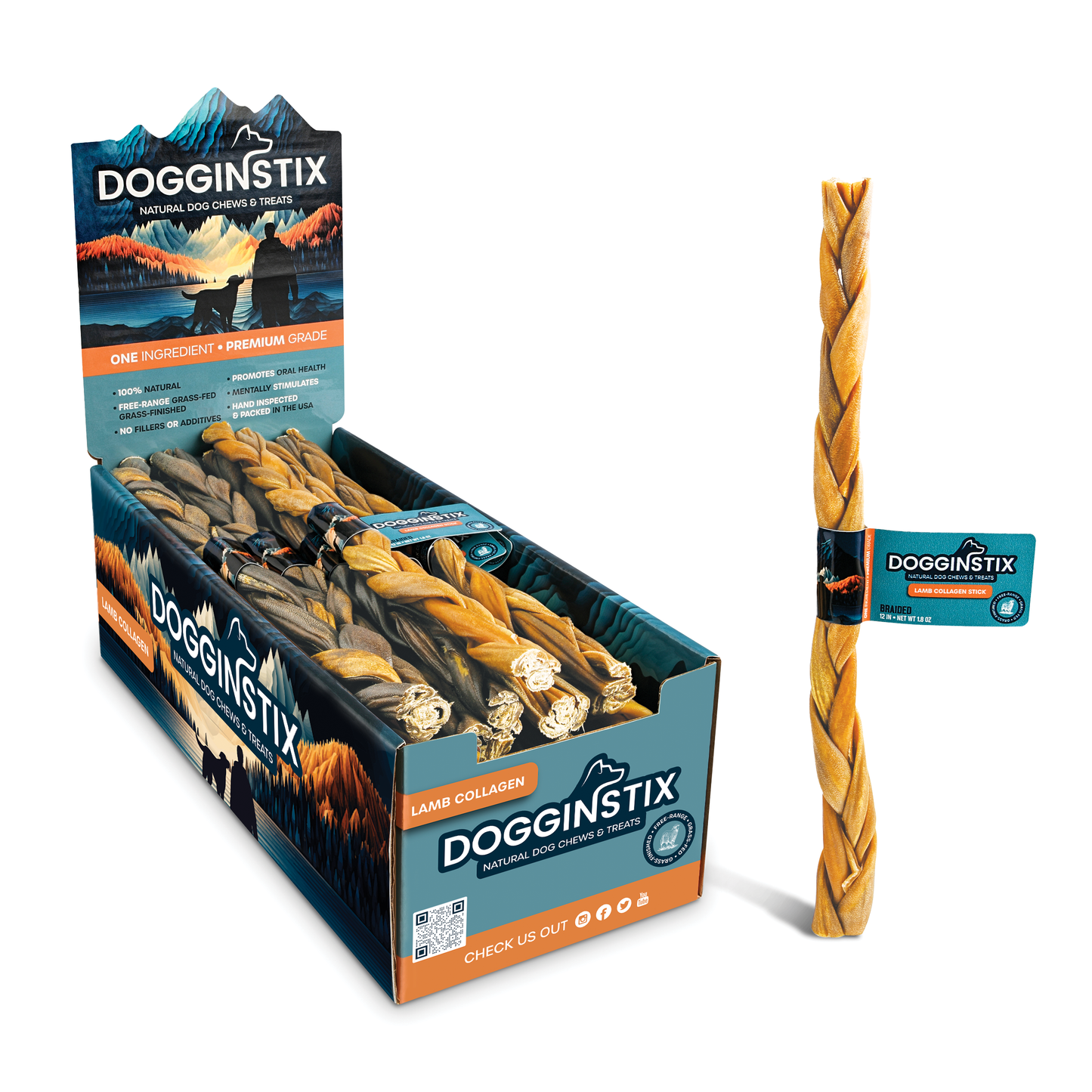 Braided Lamb Collagen 12" - Case of 20 - Wholesale