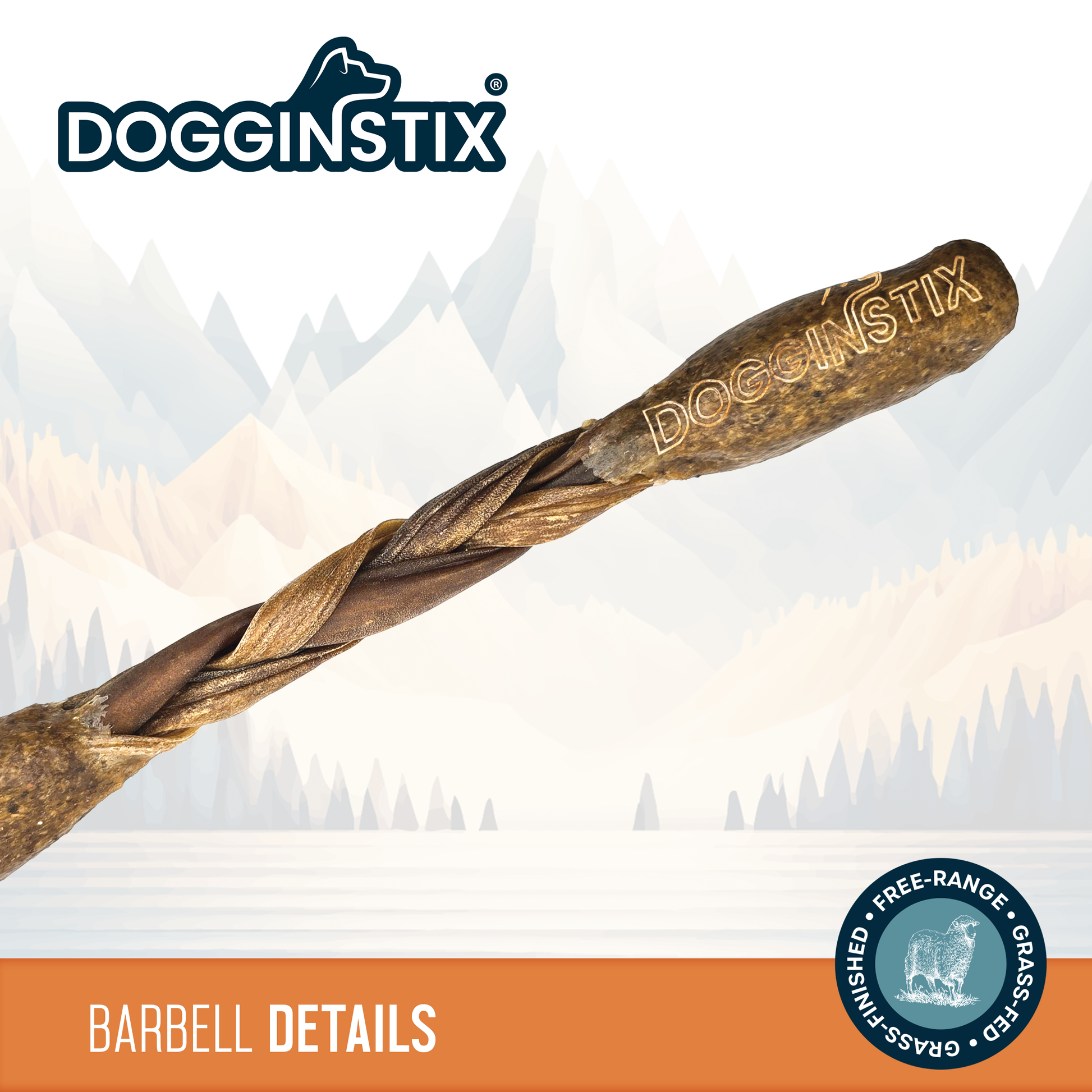 DogginStix Barbell Lamb Collagen dog chew – natural lamb collagen treat shaped like a barbell for joint support and healthy chewing