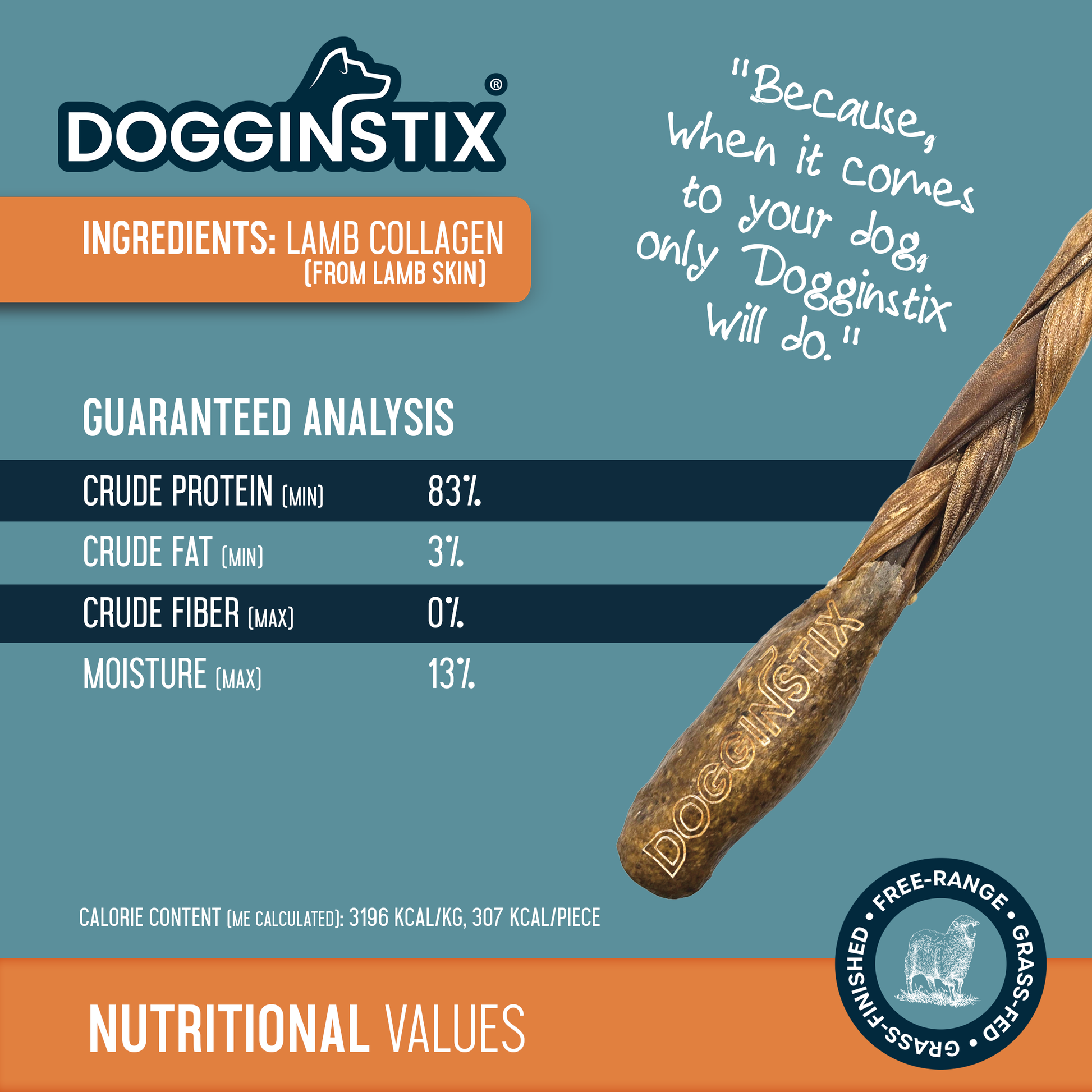 DogginStix Barbell Lamb Collagen dog chew – natural lamb collagen treat shaped like a barbell for joint support and healthy chewing