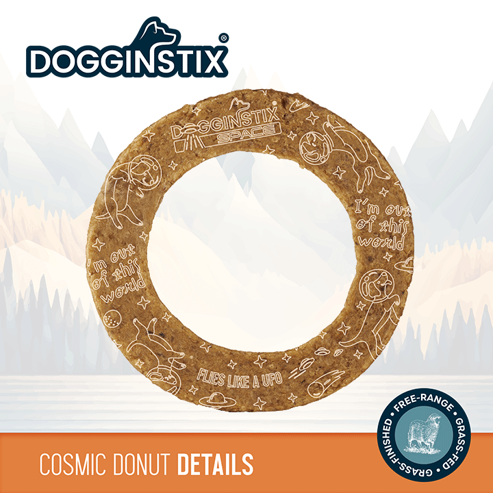 DogginStix Lamb Collagen Cosmic Donut – ring-shaped dog chew made from natural lamb collagen for healthy joints and fun chewing