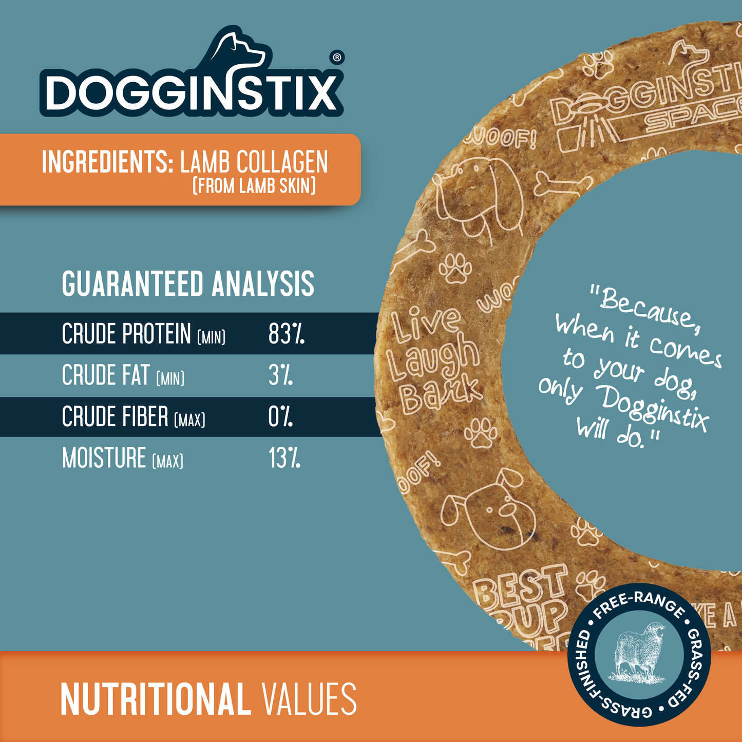 DogginStix Lamb Collagen Cosmic Donut – ring-shaped dog chew made from natural lamb collagen for healthy joints and fun chewing