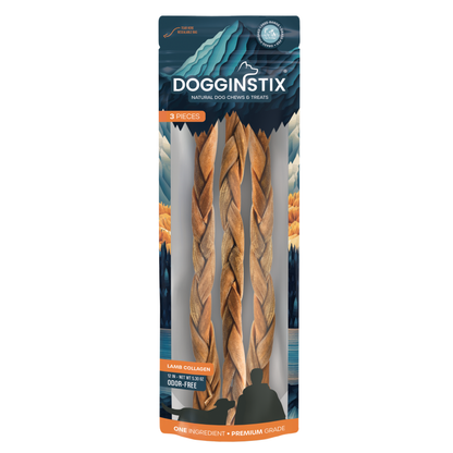 Braided Lamb Collagen 12" (3 Pack Bag) - Case of 12