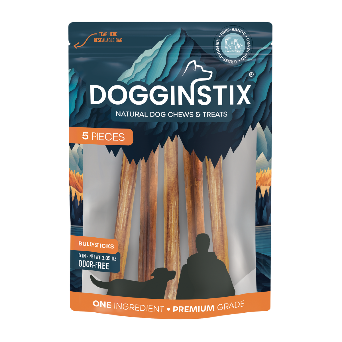 Bully Sticks 6" Standard (5 Pack Bag) - Case of 12