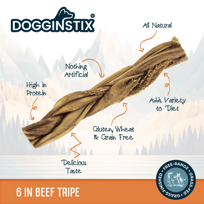 Braided Beef Tripe 6"  - Case of 30