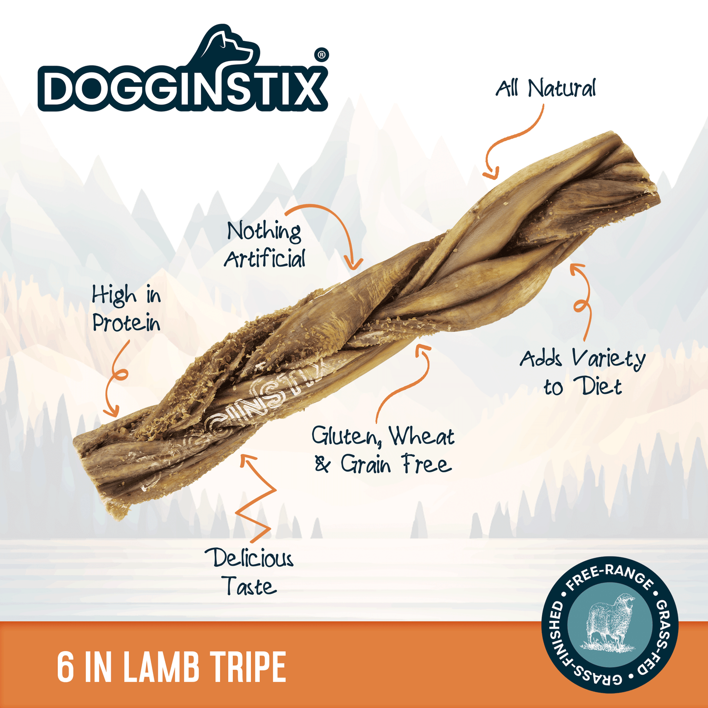 Braided Lamb Tripe 6"  - Case of 30