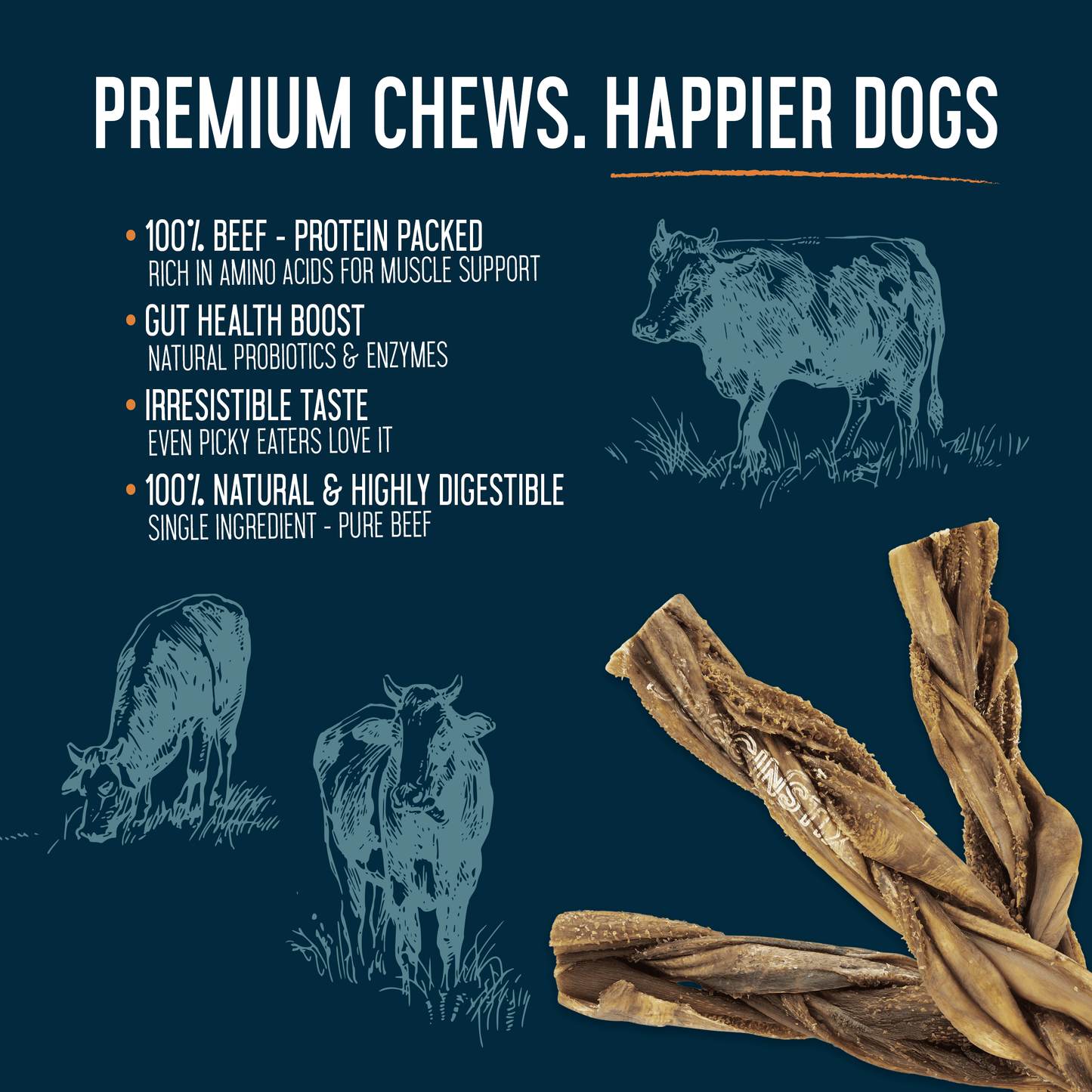 Braided Beef Tripe 6"  - Case of 30