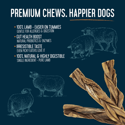 Braided Lamb Tripe 6"  - Case of 30