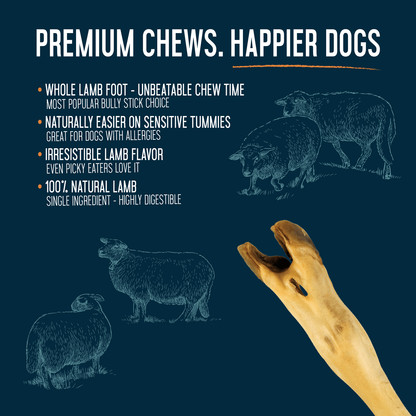 Lamb Feet - Odor Free - Case of 40