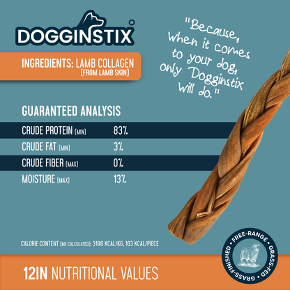 Braided Lamb Collagen 12" - Case of 20