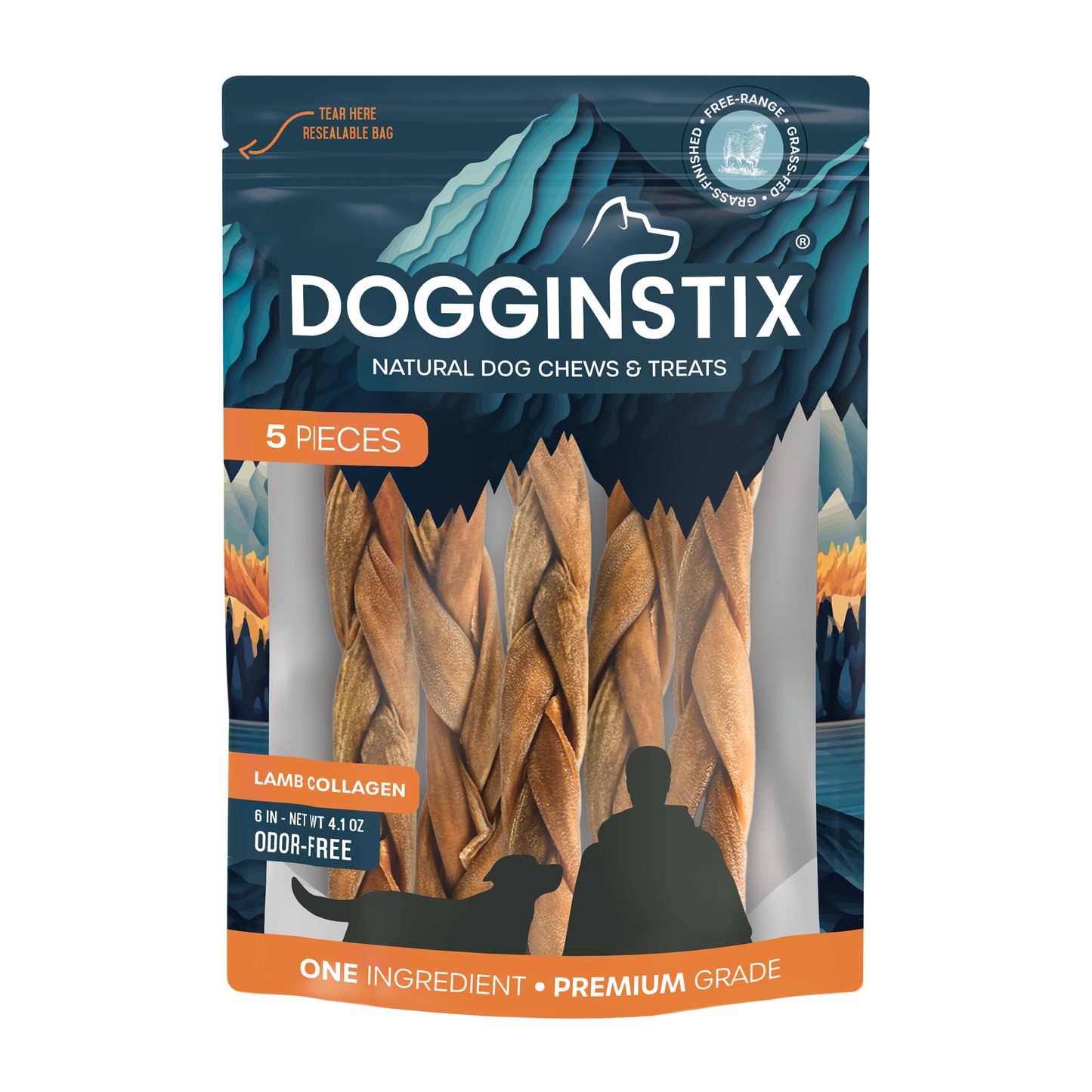 Braided Lamb Collagen 6" (5 Pack Bag) - Case of 12